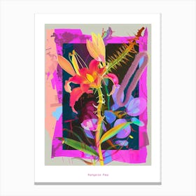 Kangaroo Paw 3 Neon Flower Collage Poster Canvas Print