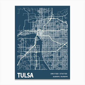 Tulsa Blueprint City Map 1 Canvas Print