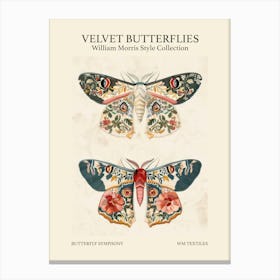 Velvet Butterflies Collection Butterfly Symphony William Morris Style 5 Canvas Print