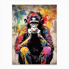 Colourful Thinker Monkey Graffii Style 3 Canvas Print