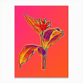 Neon Lobster Claws Botanical in Hot Pink and Electric Blue n.0091 Canvas Print