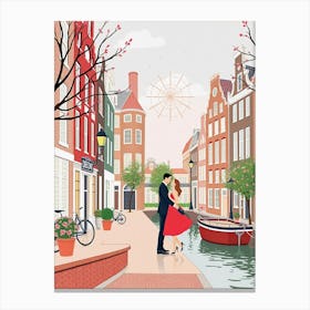 Couple in Amsterdam City Canvas Print