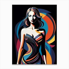 Woman In A Colorful Dress 2 Canvas Print