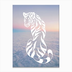 Clouds Tiger Pastels Sunset Blue Pink Sunrise Minimalist Abstract Contemporary Eclectic Canvas Print