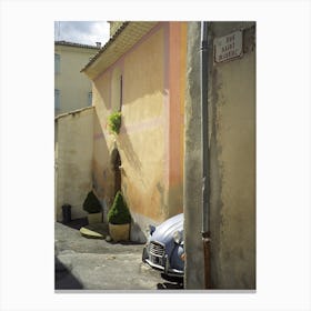 Citroen 2cv In Provence France Yellow Canvas Print