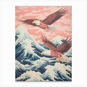 Vintage Japanese Inspired Bird Print Bald Eagle 3 Canvas Print