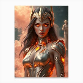 Glossy Golden Amazonian Warrior Beauty Canvas Print