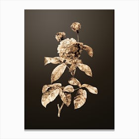 Gold Botanical Agatha Rose in Bloom on Chocolate Brown n.3221 Canvas Print