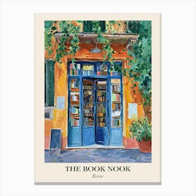 Rome Book Nook Bookshop 3 Poster Canvas Print