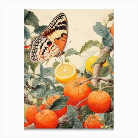 Butterfly With Fruit Japanese Style Painting 2 Canvas Print