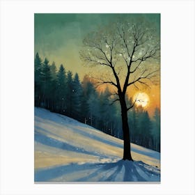 Lone Tree In The Snow Canvas Print