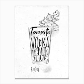 Bloody Mary Cocktail White Canvas Print