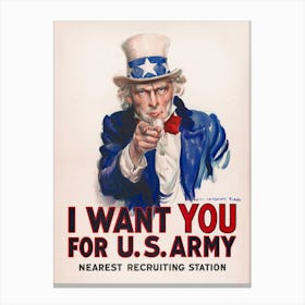 I Want You For The US Army WWI Poster No Borders Canvas Print