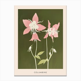 Pink & Green Columbine 3 Flower Poster Canvas Print