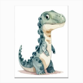 Cute Cartoon Icthyosaurus Dinosaur Watercolour 2 Canvas Print