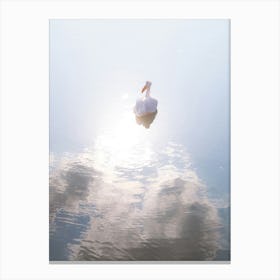 A White Pelican In Blue Water And Sunshine Canvas Print