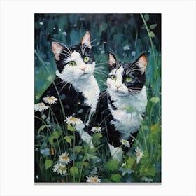 Two Cats In The Grass 1 Canvas Print