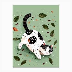 Cat In Autumn Leaves 1 Canvas Print