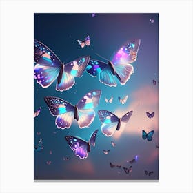 Butterflies Flying In The Sky Holographic 1 Canvas Print