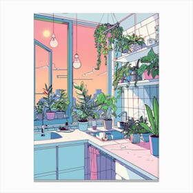 Kitchen With Plants Canvas Print