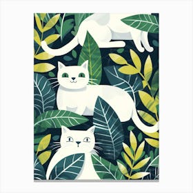 White Cats In The Jungle Canvas Print