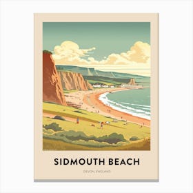 Devon Vintage Travel Poster Sidmouth Beach 3 Canvas Print