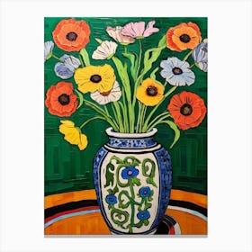 Flowers In A Vase Still Life Painting Cosmos 2 Canvas Print