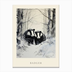 Winter Watercolour Badger 2 Poster Canvas Print