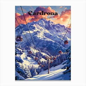 Cardrona New Zealand Ski Holiday Travel Art Illustration Canvas Print