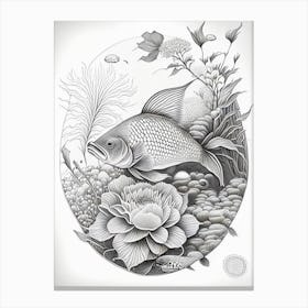 Tancho Showa Koi Fish Haeckel Style Illustastration Canvas Print