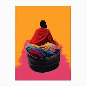 Man Sitting In A Basket Canvas Print