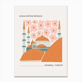 Hagia Sophia Mosque   Istanbul, Turkey, Warm Colours Illustration Travel Poster 2 Canvas Print