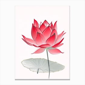 Red Lotus Pencil Illustration 4 Canvas Print