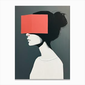 Girl With A Red Box, Minimalism Canvas Print