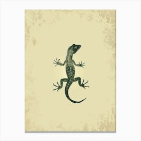 Forest Green Moorish Gecko Lizard Block Print 1 Canvas Print