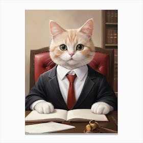 Cute Cat In A Suit Lawyer Canvas Print