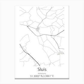 Sluis,Netherlands Minimalist Map Canvas Print