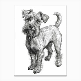 Cute Terrier Dog Line Art 3 Canvas Print