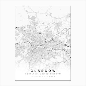 Glasgow Scotland United Kingdom White Map Canvas Print