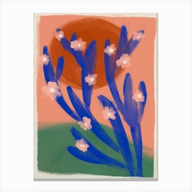 Blue Desert Cactus Canvas Print