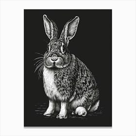 English Lop Blockprint Rabbit Illustration 8 Canvas Print