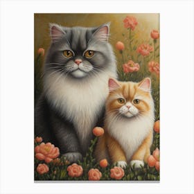 Vintage Persian Cats Painting Canvas Print