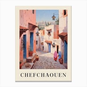 Chefchaouen Morocco 4 Vintage Pink Travel Illustration Poster Canvas Print