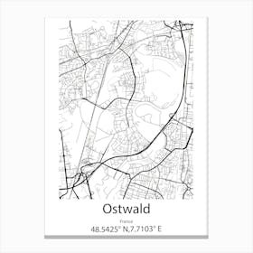 Ostwald,France Minimalist Map Canvas Print