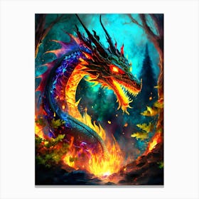 Fire Dragon In The Forest Canvas Print