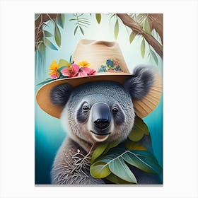 Koalawithhateucaliptus Canvas Print