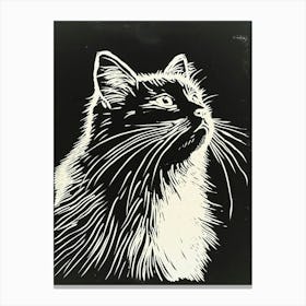 Himalayan Cat Linocut Blockprint 2 Canvas Print
