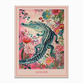 Floral Animal Painting Alligator 3 Poster Canvas Print