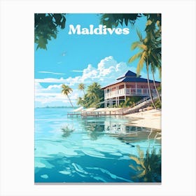 Maldives Island Modern Travel Art Canvas Print