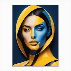 Geometric Woman Portrait Pop Art Fashion Yellow (19) Canvas Print